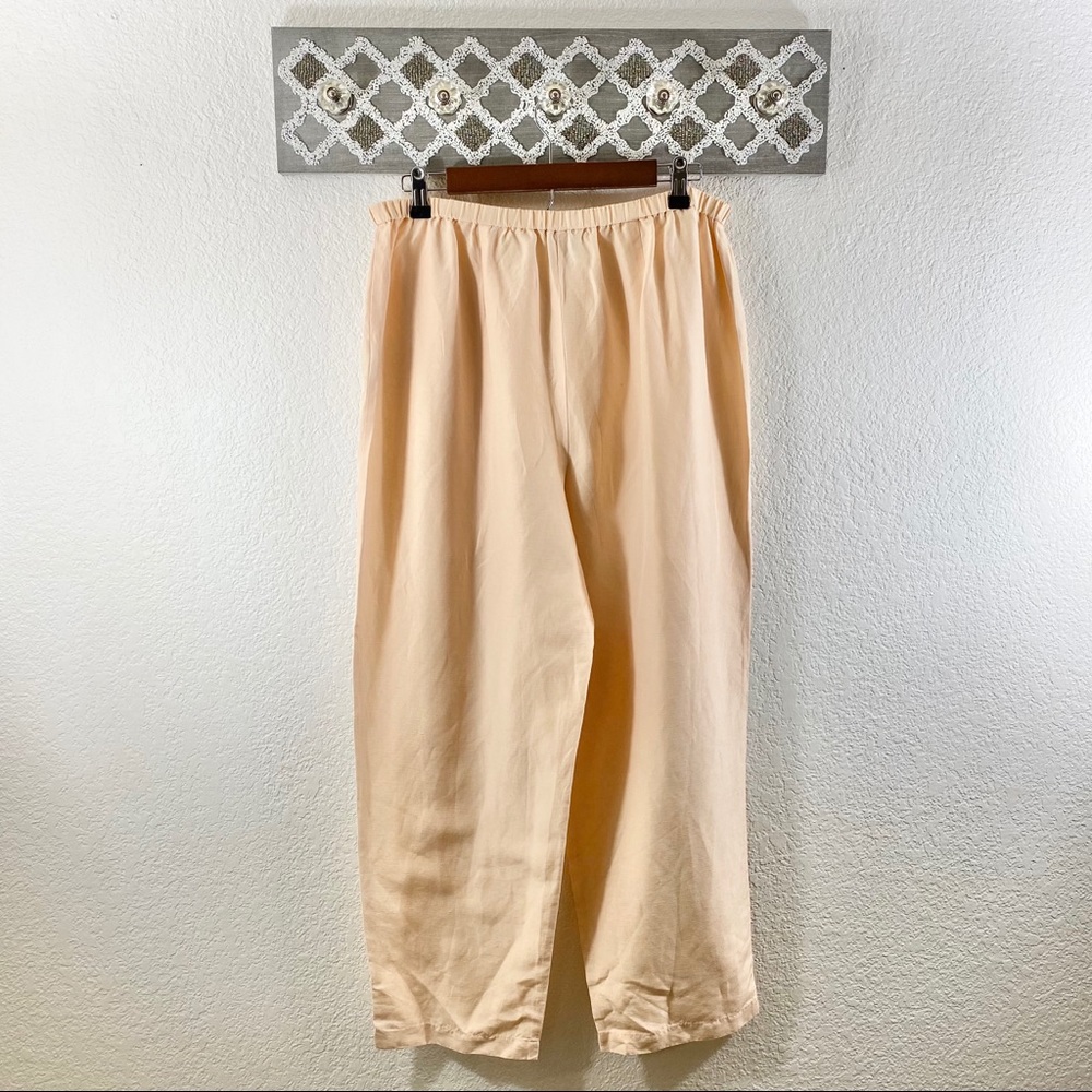 Eileen Fisher Silk Linen Pants Coral Peach, Size L - Picture 3 of 7